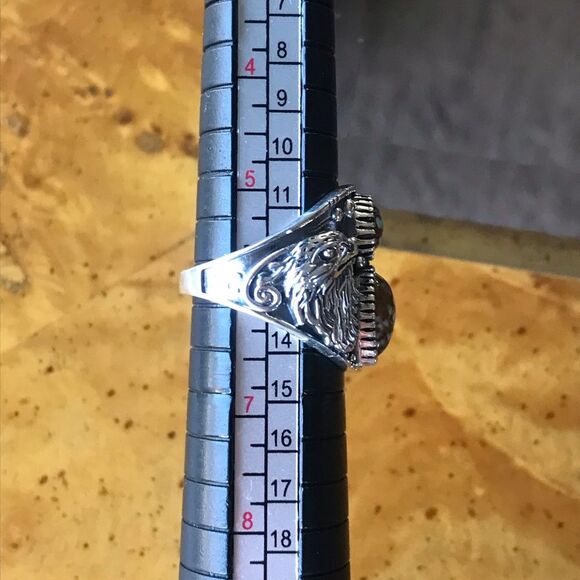 Natural Turquoise Sterling Silver Eagle Ring Size 6 - Picture 3 of 10